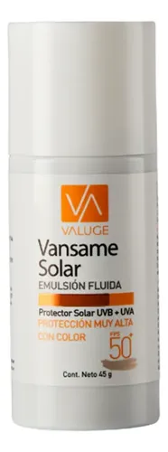 Vansame Protector Solar Emulsión Facial Fps 50+ Con Color