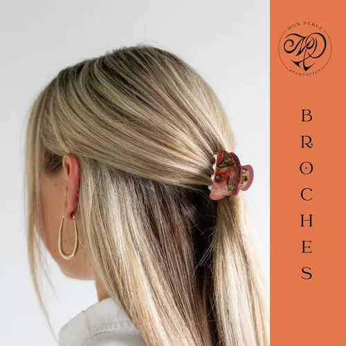 Broches Pelo Hebillas Ganchos Clips Colores Por Par Color Naranja Oscuro