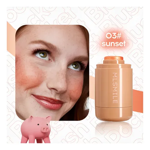Mlsmile Pocket Blush Stick Rubor Iluminador En Barra 3 En 1 Tono Del Maquillaje T3 Sunset