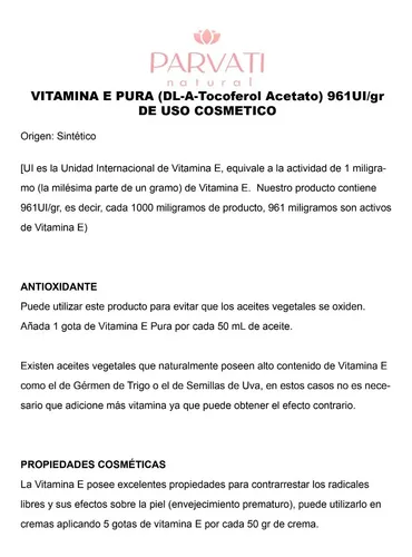 Vitamina E 10grs Pura Uso Cosmético