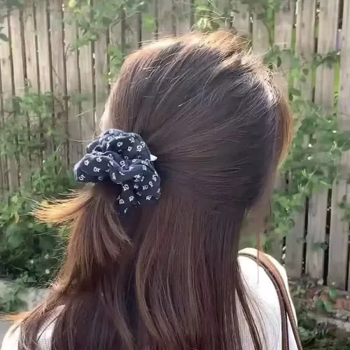 Corbata De Pelo Azul Rosa De Mezclilla: Diadema Floral Para