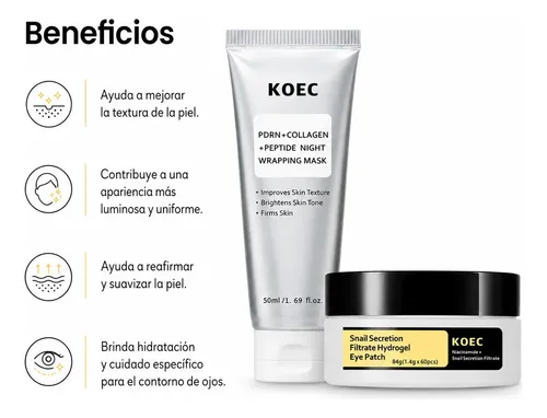 Kit Skincare Coreano Pdrn Colágeno Mascarilla Parches Ojos