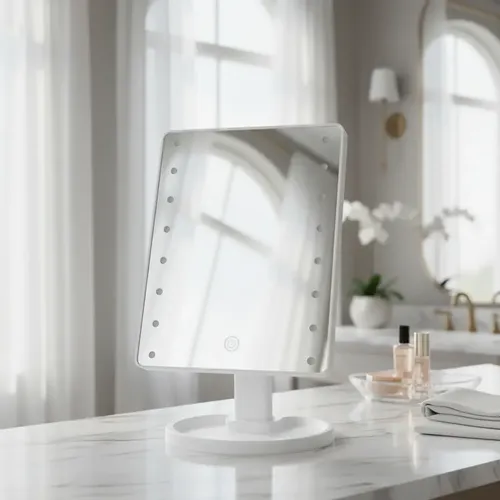 Espejo De Maquillaje Portátil Rectangular Con Luz Led Usb