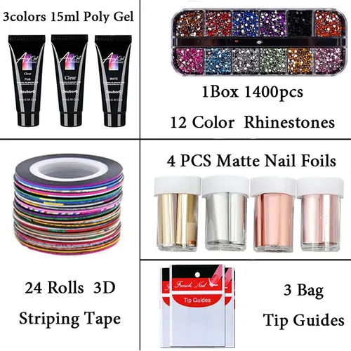 Set De Extensiones De Uñas Con Lámpara, Pegamento Para Const