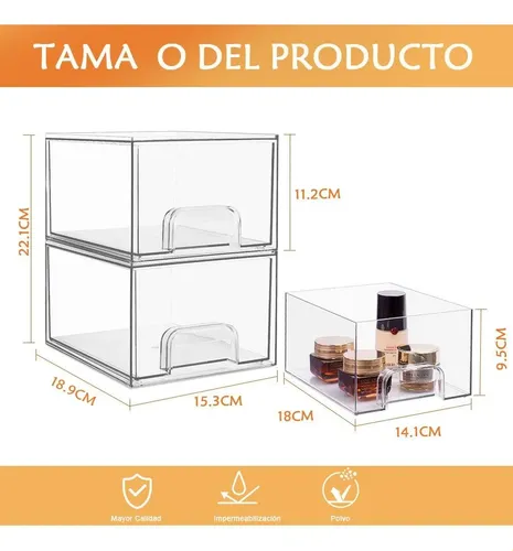 1 Caja De Almacenamiento De Cosméticos Apilable Con Cajones Claro
