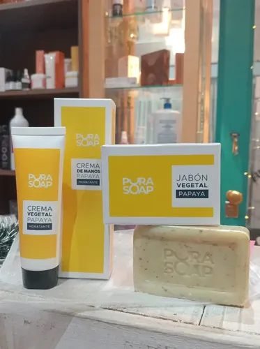 Pura Soap Kit Regalable Crema De Manos Jabon Vegetal Papaya