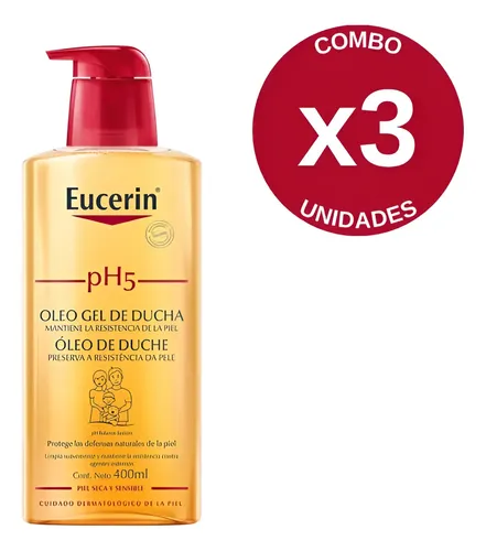 Combo X3 Eucerin Ph5 Aceite De Ducha Piel Sensible 400 Ml Neutra