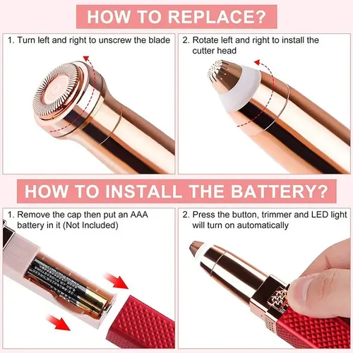 Depilador Facial 2 En 1 Recargable Lápiz Labial Wod