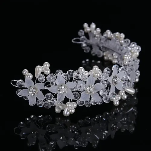 Ts Diadema De Perlas Y Flores De Cristal, Accesorios Para L