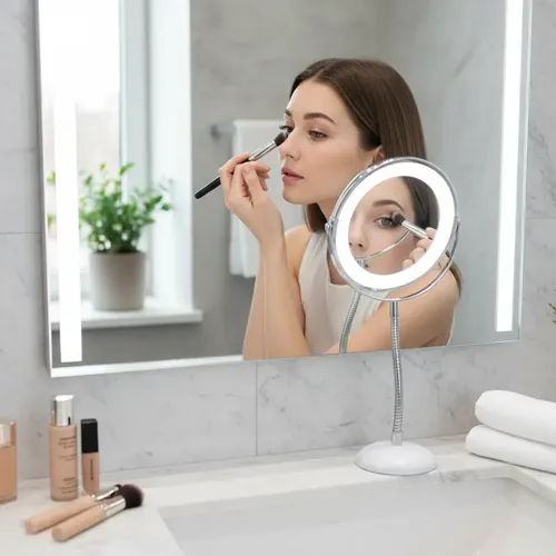 Espejo Maquillaje Led 10x Flexible Con Ventosa 6.7