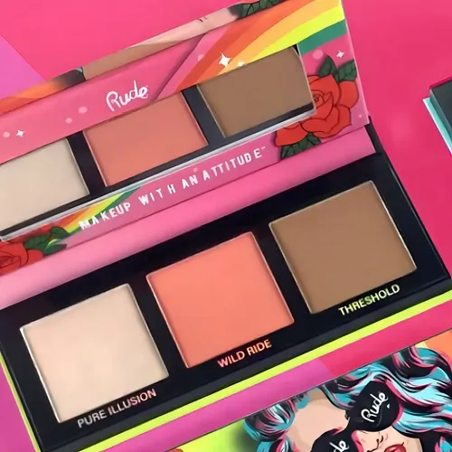 Paleta Rubor Contorno Iluminador Rude Cosmetics No Filter 3D Face