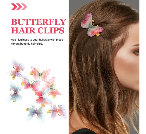 8 Clips Mariposa Para Cabello Niñas Diadema Flores Boda