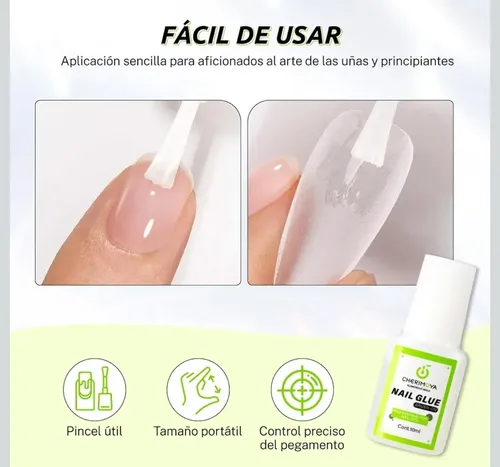 Cherimoya Pegamento Uñas Con Pincel Tips Y Uñas Postizas