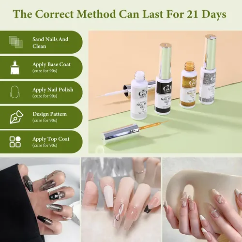 Set De Esmaltes Para Uñas Goicc Gel Liner Con Brocha Fina De