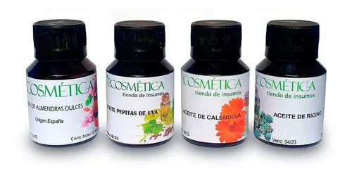 Kit Aceites Vegetales Ricino-uva-caléndula-almendra X 50 Ml