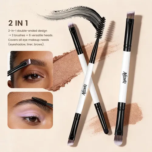 Set 14 Brochas Maquillaje Neoniq Cerdas Sintéticas Blanco