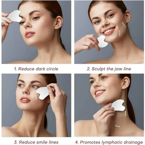 Herramienta Facial De Piedra Gua Sha, 100% 304, Para Rostro