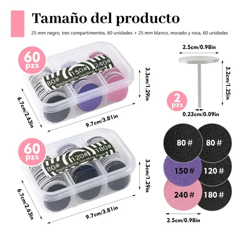 120 Limas Para Uñas Disco Manicure Y Pedicura + 2 /f.