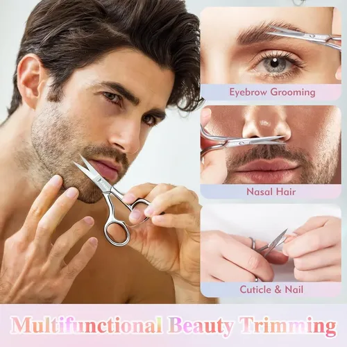 Tijeras Plateadas Para Cejas De 3,8 Pulgadas, Tijeras Pequeñ