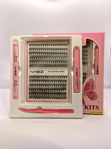 Kit de Pestañas Postizas Naez DIY Cluster Lashes con Adhesivo y Pincel para Extensión