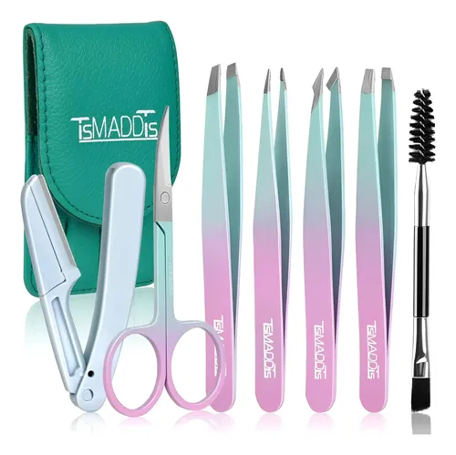 Juego De Pinzas Tsmaddts 7 Piezas Para Cejas Y Vello Facial