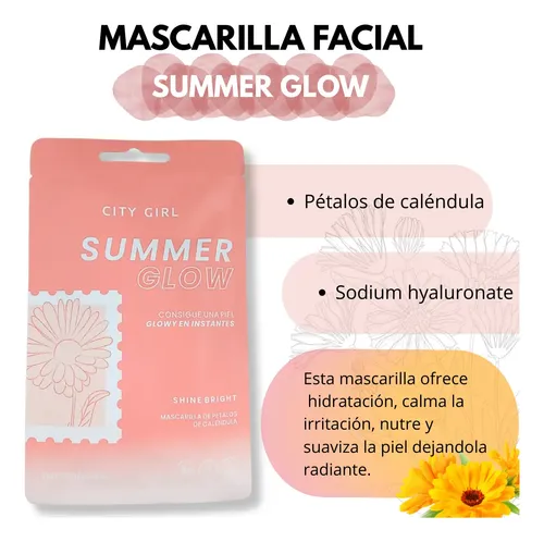 Mascarilla Facial Summer Glow City Girl Con Aroma De Flores Tipo de piel Normal