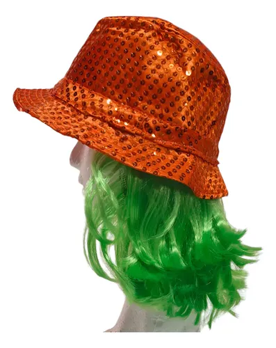 Gorro Funyi Brilloso Con Peluca Lacia-cotillón Fiestas X 1