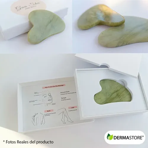 Piedra Masajeadora Facial Gua Sha de Jade Xiuyan Verde con Forma de Corazón