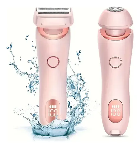 Depiladora Eléctrica Recargable Usb Rosa Con Cabezales Doble
