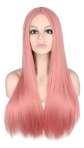 Peluca Lacia Rosa Simil Natural Cosplay Drag Teatro