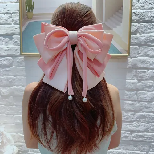 Fashionable Hiarpiece Bows Hair Clip Large Ribbon Hairpin 6ee717114-a