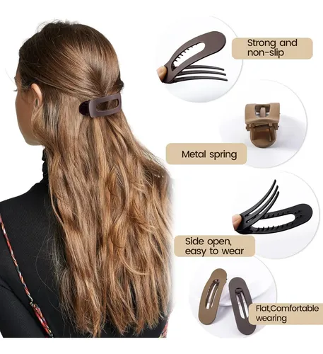 8 Clips De Garra Planos Cptots Para Cabello Fino 11×3.18cm