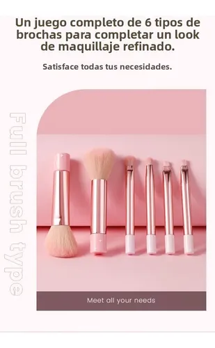 Brochas Maquillaje Largas Mini Juego 6pzas Sombra Rubor Suav