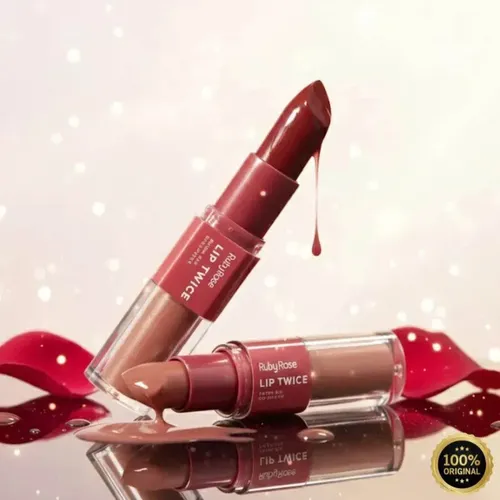 Lápiz labial Duo Lip Twice 2 en 1 con alta pigmentación de Ruby Rose Lt50