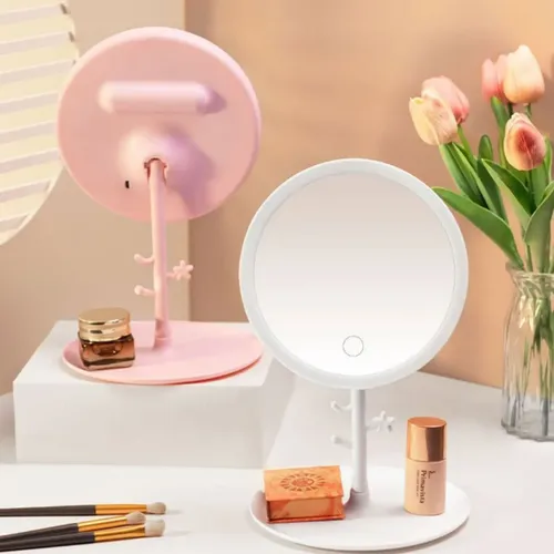 Espejo De Maquillaje Con Luz Led Usb Redondo Con Ganchitos