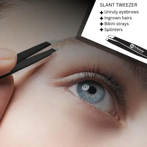 Set 3 Pinzas Negras Acero Precisión Para Cejas Y Vello