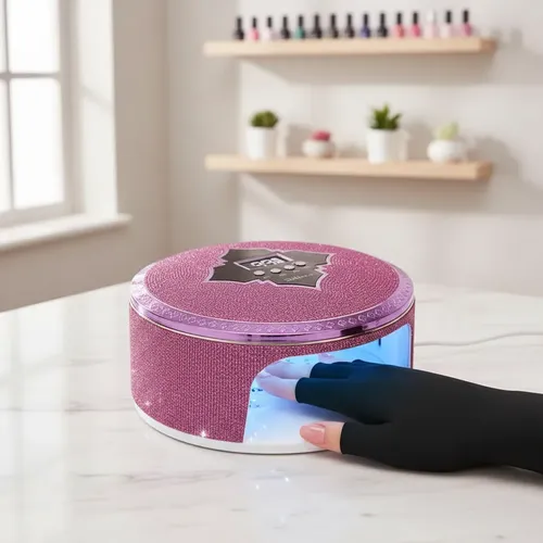 Cabina Uv/led De Uñas Inalambrica Cristal Rosado Sun 180w