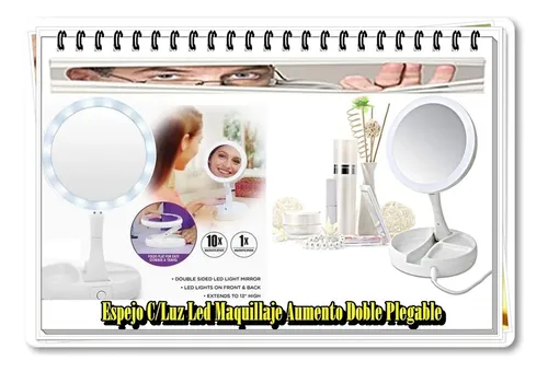 Espejo Doble Plegable Con Luz Led Maquillaje