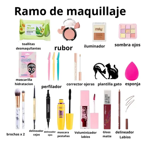 Ramo De Maquillaje Set Completo Regalo 15 Navidad Cumpleaños