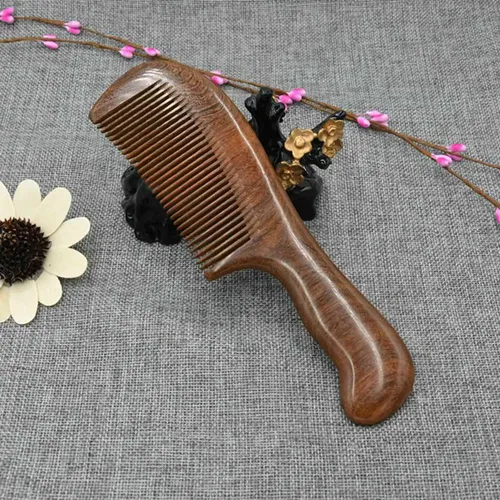 Peine De Dientes Anchos De Sándalo Para Cabello Rizado, Port
