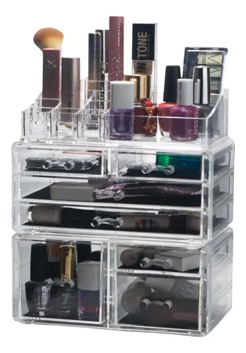 Organizador Maquillaje Acrílico Cajones Desmontable 27x24cm Calidad Premium Cosmético Joyería Esmaltes Elegante Moderno Fácil Limpiar Porta Cosméticos