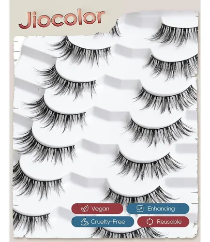 Pestañas Postizas Jiocolor S10 Ojos De Gato 13mm 7 Pares