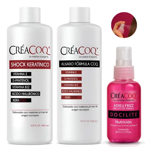 X3: Alisado Capilar + Shock Keratina 500 Ml C/u + Anti Frizz
