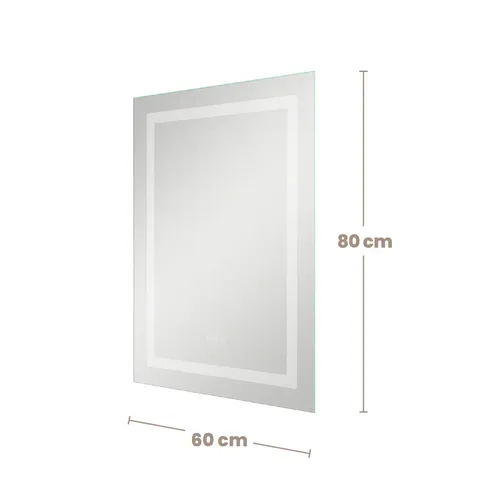 Espejo Luz Led Baño Calida Fria Neutra 80 X 60cm C/ Dimmer Desempañador Marco de Aluminio