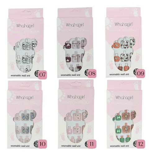 Uñas Postizas Cuadradas Diseños P/pies 12pcs Decoración