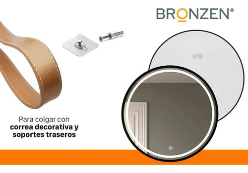 Espejo Redondo Luz Led Frontal Aluminio Dorado 60 Cm