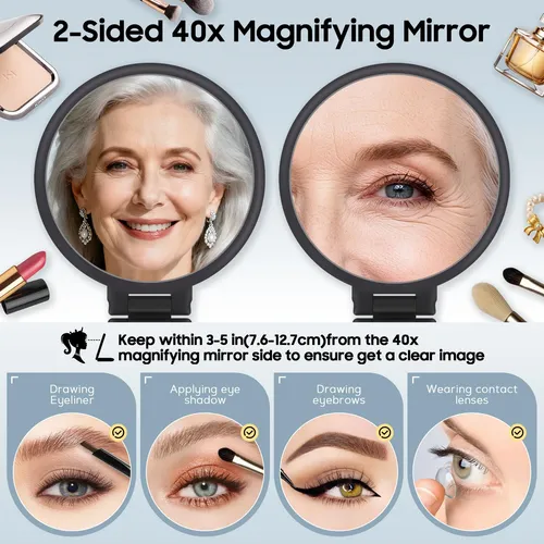 Maquillaje Portátil Con Espejo De Aumento B Beauty Planet 40x Negro