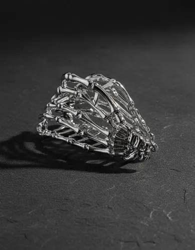 Broche De Pelo Hebilla Mano Esqueleto Huesos En Metal Cromo