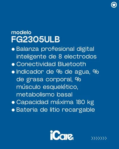 Balanza Digital Inteligente Profesional Icare Fg2305ulb Color Negro