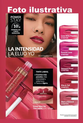 Labial Liquido Intransferible Tinte Power Stay 3ml Avon